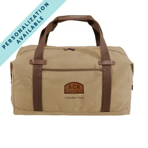 AGR Khaki Canvas Duffel With Leather Patch