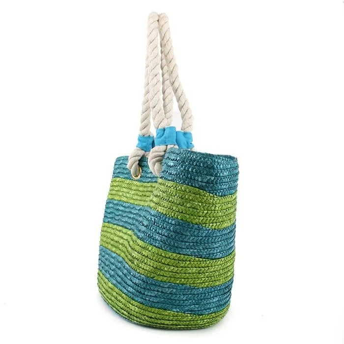 2455 Rope Handle Straw Shoulder Tote/Beach Bag