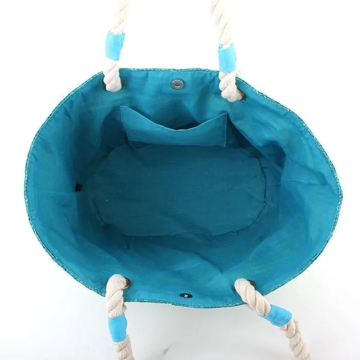 2455 Rope Handle Straw Shoulder Tote/Beach Bag