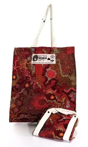 Aboriginal Art Cotton Foldable Shopping Bag by Damien and Yilpi Marks (2)