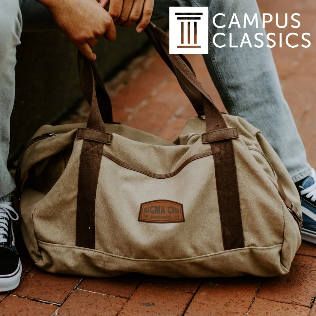 ATO Khaki Canvas Duffel With Leather Patch