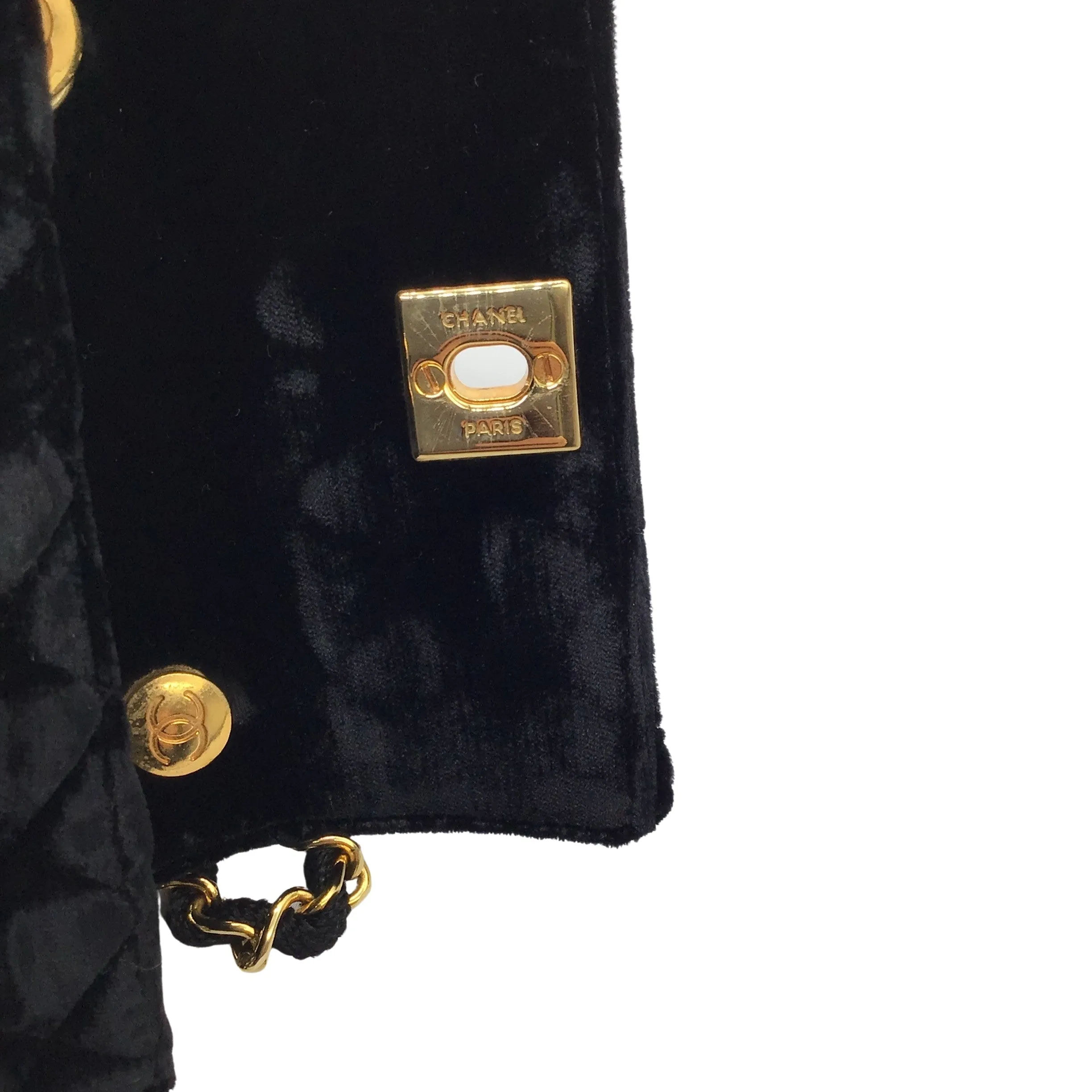 Chanel Black Vintage 80's Quilted Velvet Mini Flap Bag