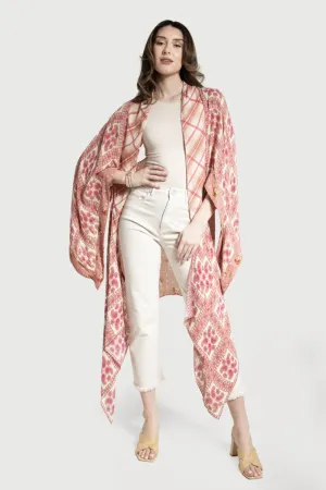 Floral Paisley Patchwork Cut-Out Kimono