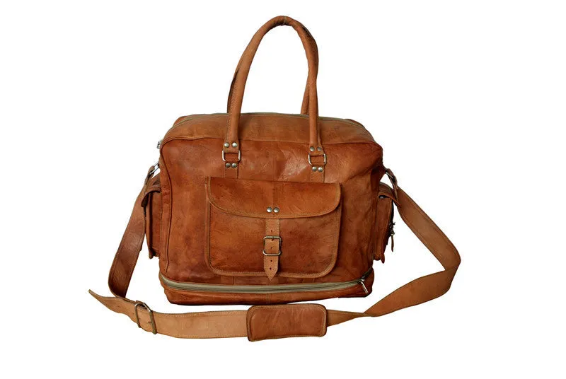 Leather Expandable Duffel Bag