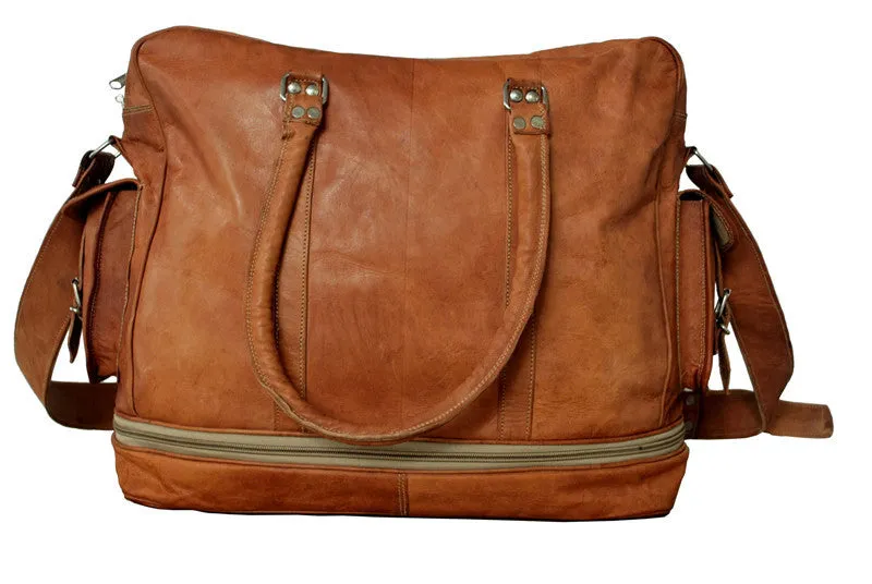 Leather Expandable Duffel Bag