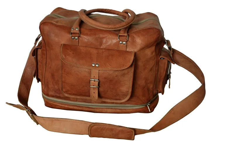 Leather Expandable Duffel Bag