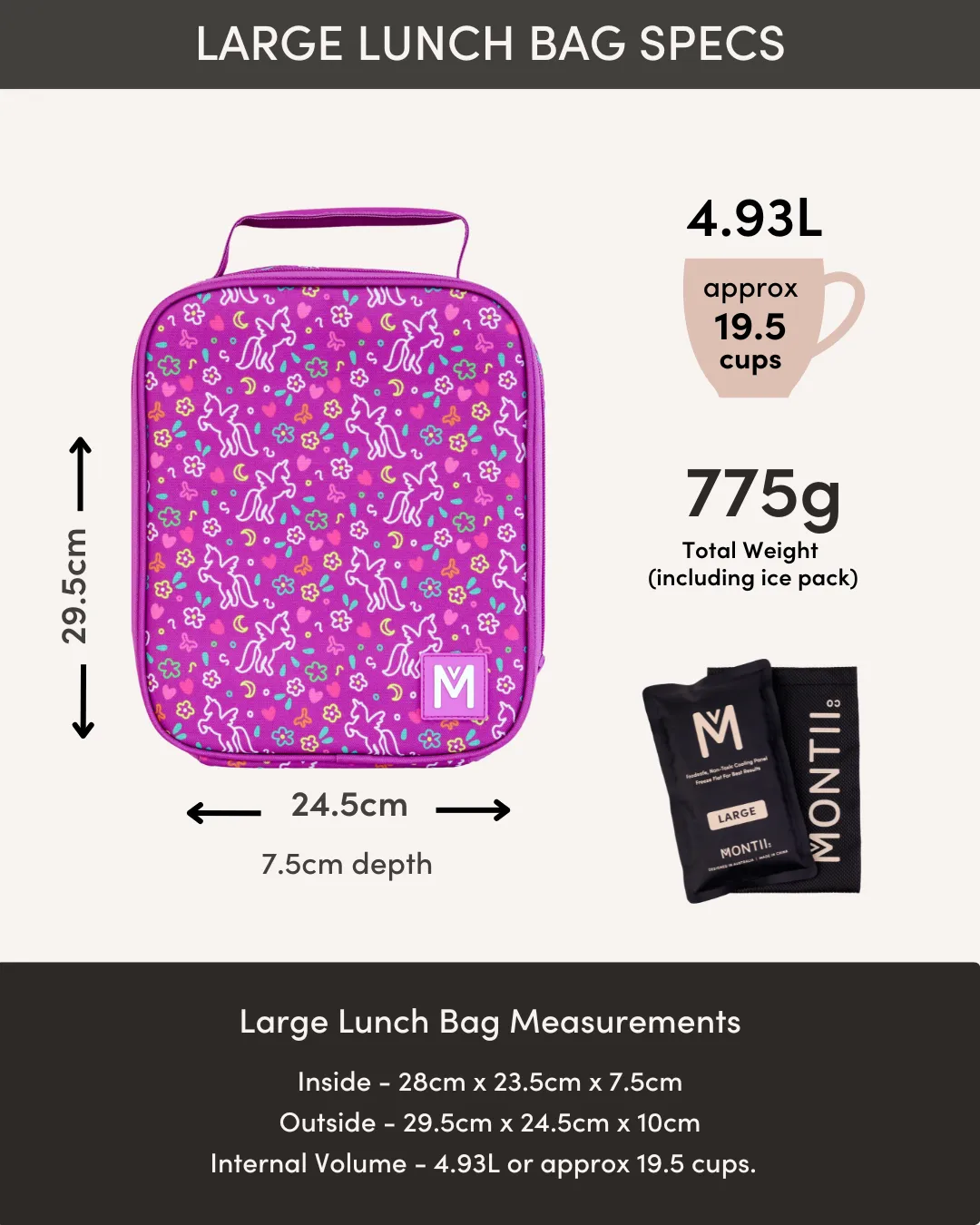 MontiiCo Large Insulated Lunch Bag - Ripple Cloud