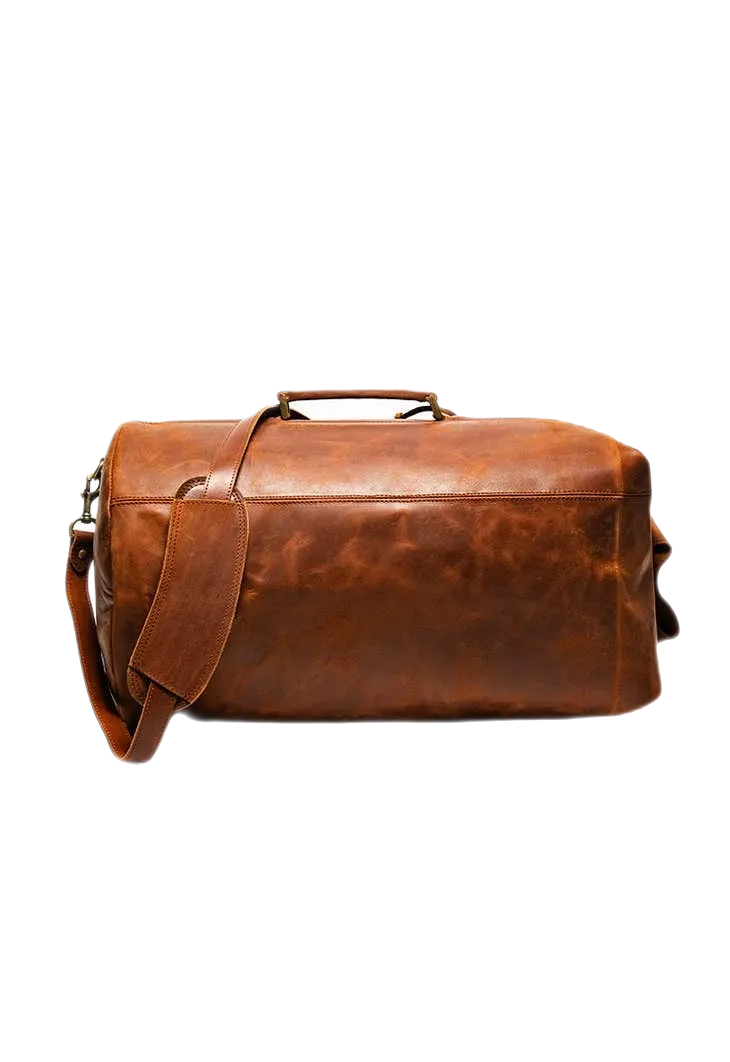 Nicole Military Leather Duffle Bag Tan