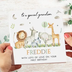 Personalised Birthday Card, Jungle Animals