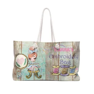 Personalised/Non-Personalised Weekender Bag, Grandma's/Nanna's Embroidery Bag, Large Weekender Bag, Beach Bag, Book Bag