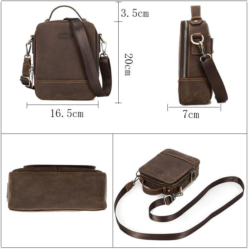 Personalized Men's Leather Shoulder Messenger Bag Crossbody Bag Retro Leather Bag Gift for Him