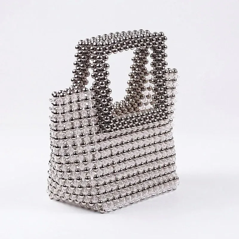 Pre Order:  Silver Beads Top-Handle Handbag