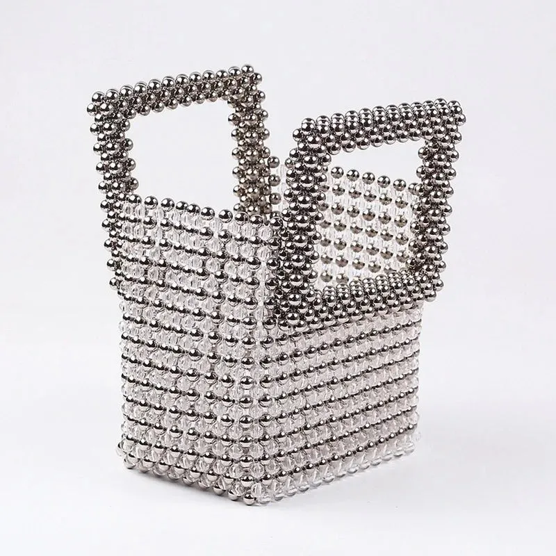 Pre Order:  Silver Beads Top-Handle Handbag