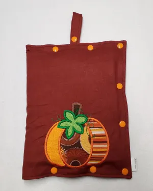 Pumpkin Applique - size Medium Insulated Feeding Pump Bag Cover / IV bag cover. Ready to ship.