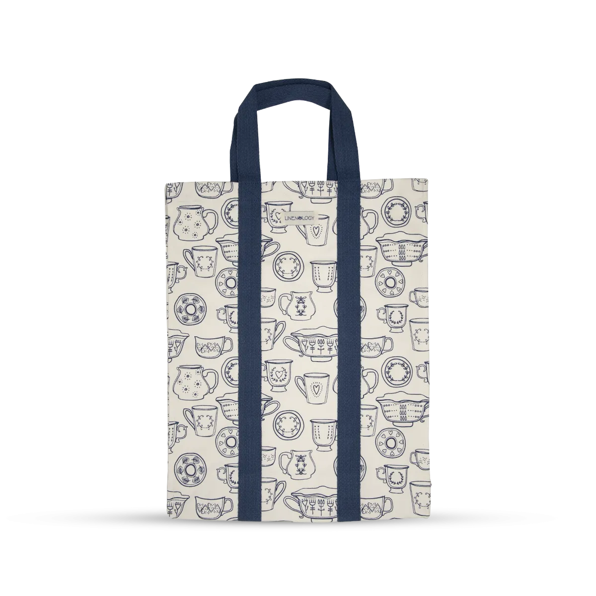 Shopping Bag with Webbing Handle - Cup & Saucer - Cream