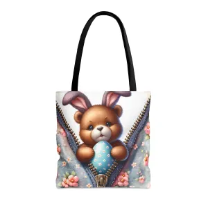 Tote Bag, Easter, Cute Bear with Bunny Ears, Personalised/Non-Personalised Tote bag